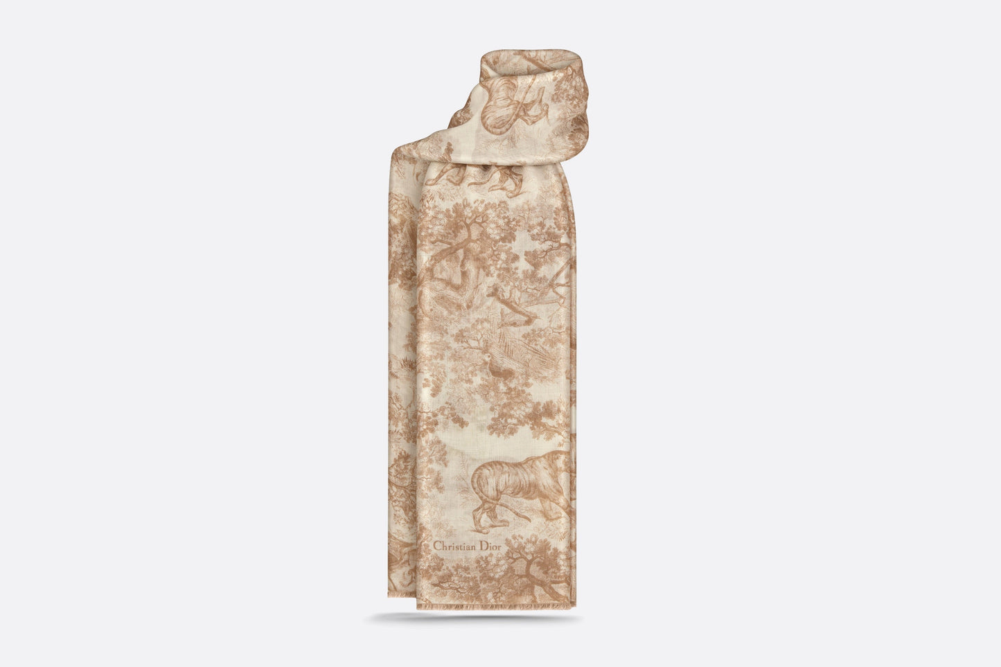Toile de Jouy Sauvage Stole • Ivory and Beige Cashmere