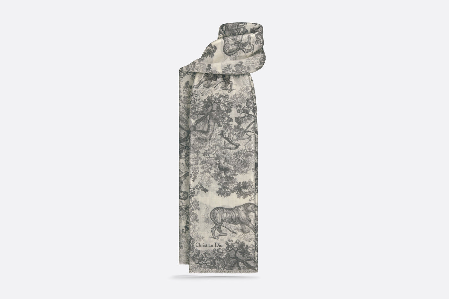 Toile de Jouy Sauvage Stole • Ivory and Gray Cashmere