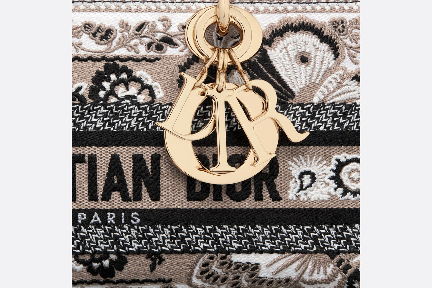 Medium Lady D-Joy Bag • Beige Multicolor Butterfly Bandana Embroidery