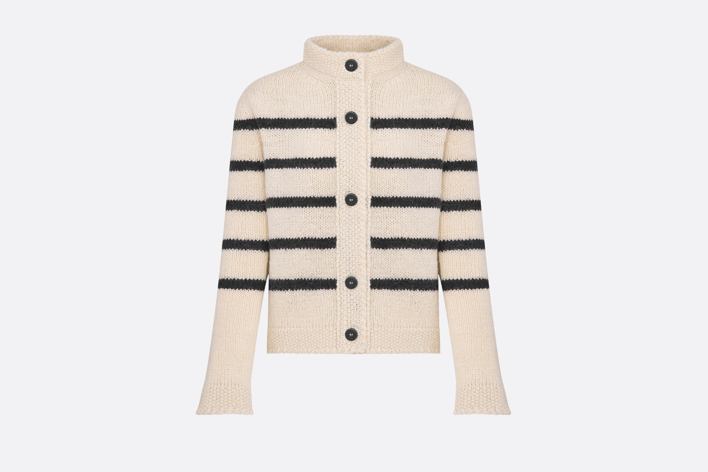 Dior Marinière Jacket • White and Black Wool, Cotton and Mohair Technical Knit with D-Stripes Motif