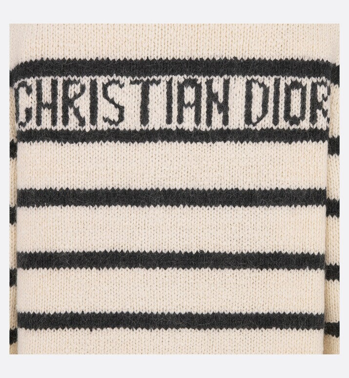 Dior Marinière Jacket • White and Black Wool, Cotton and Mohair Technical Knit with D-Stripes Motif