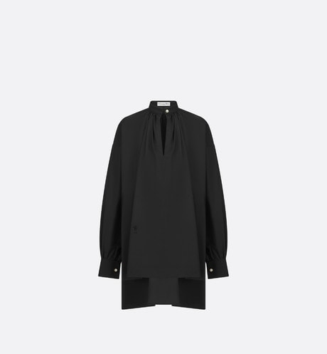 Blouse • Black Cotton and Silk Poplin