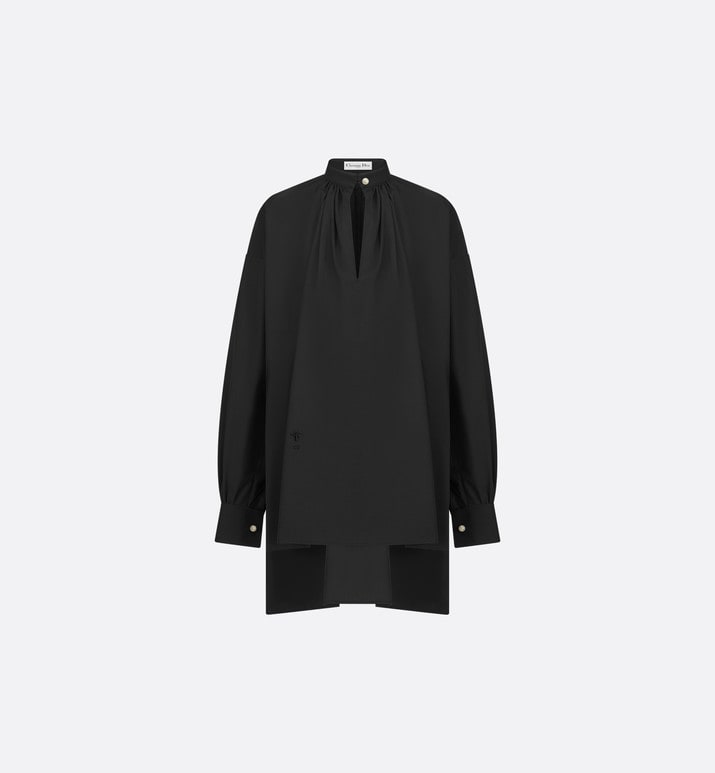 Blouse • Black Cotton and Silk Poplin
