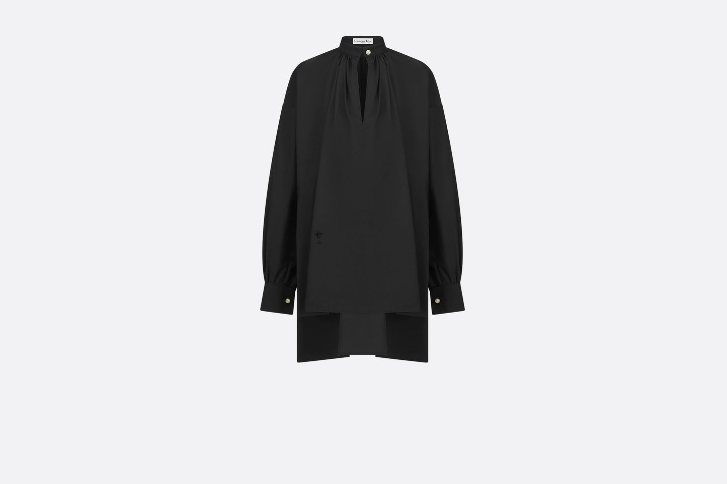 Blouse • Black Cotton and Silk Poplin