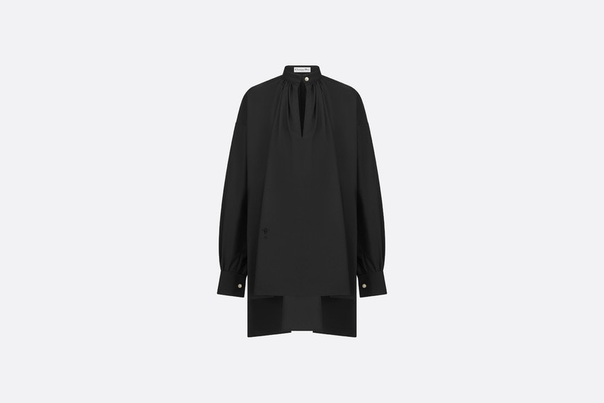 Blouse • Black Cotton and Silk Poplin