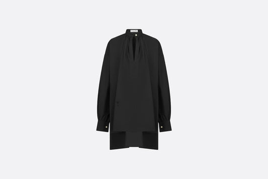 Blouse • Black Cotton and Silk Poplin