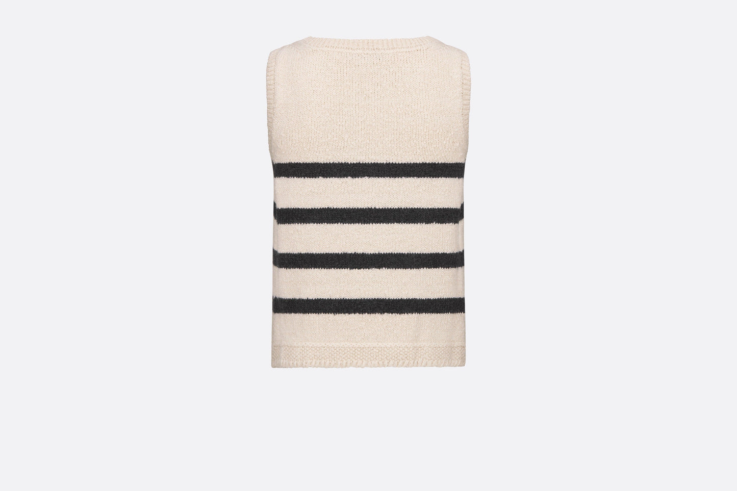Dior Marinière Sleeveless Sweater • White and Black Cotton, Wool and Mohair Technical Knit with D-Stripes Motif