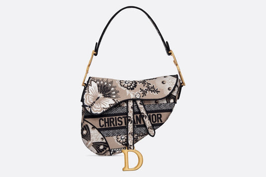 Saddle Bag • Beige Multicolor Butterfly Bandana Embroidery