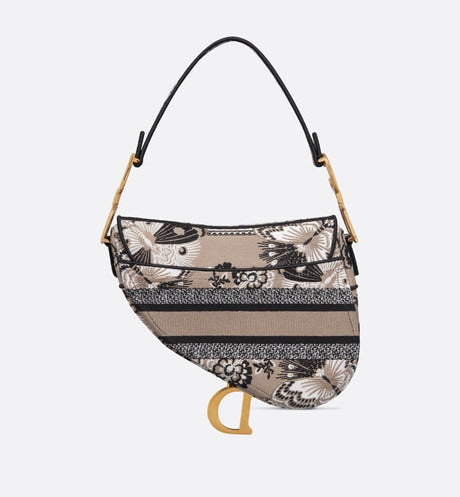 Saddle Bag • Beige Multicolor Butterfly Bandana Embroidery