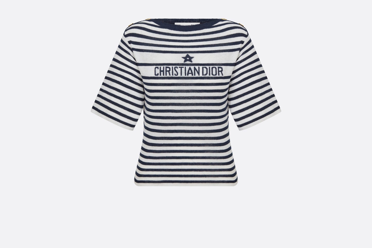 Dior Marinière Short-Sleeved Sweater • White and Black Linen, Cashmere and Silk Ribbed Knit