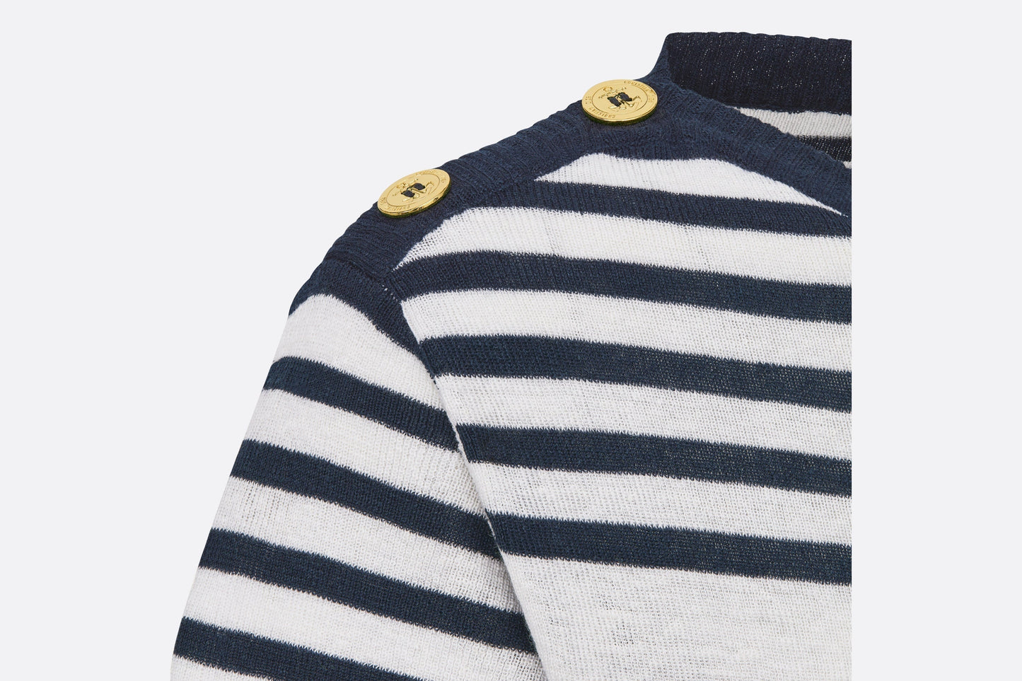 Dior Marinière Short-Sleeved Sweater • White and Black Linen, Cashmere and Silk Ribbed Knit