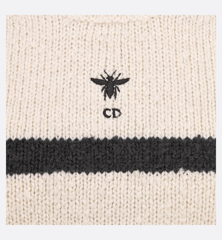Dior Marinière Sleeveless Sweater • White and Black Cotton, Wool and Mohair Technical Knit with D-Stripes Motif