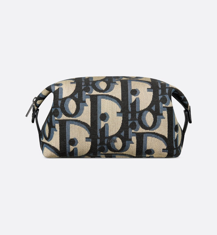 Toiletry Bag • Beige and Black Maxi Dior Oblique Jacquard