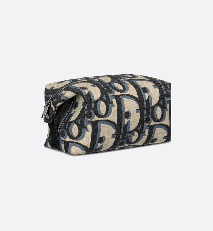 Toiletry Bag • Beige and Black Maxi Dior Oblique Jacquard