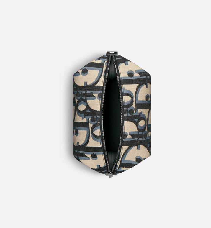 Toiletry Bag • Beige and Black Maxi Dior Oblique Jacquard