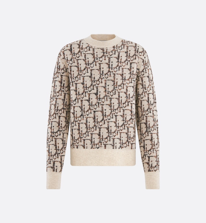Dior Oblique Sweater • Beige and Brown Wool Jacquard