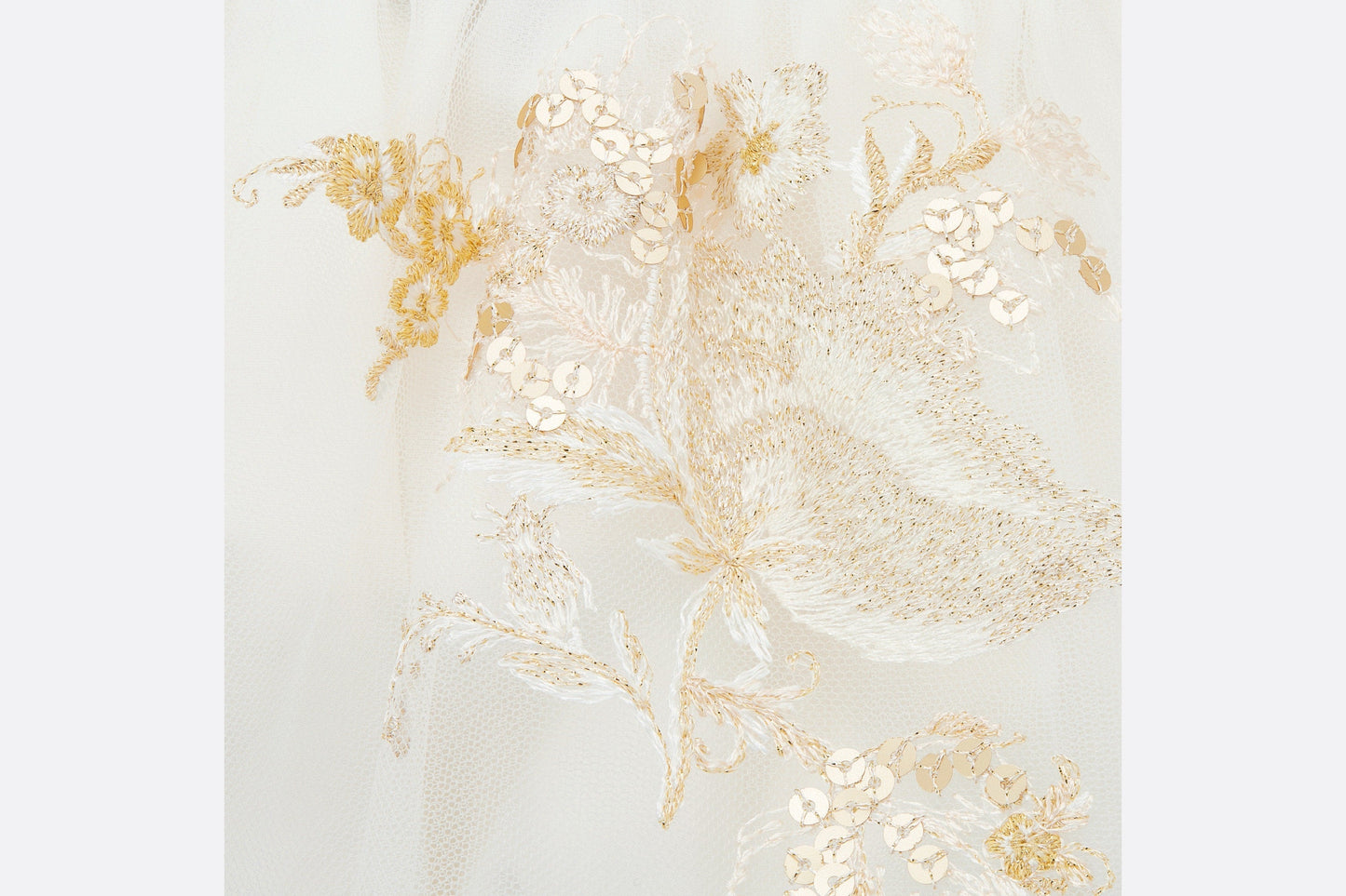 Baby Short Skirt • Ivory Tulle with Gold-Tone Seasonal Floral Embroidery