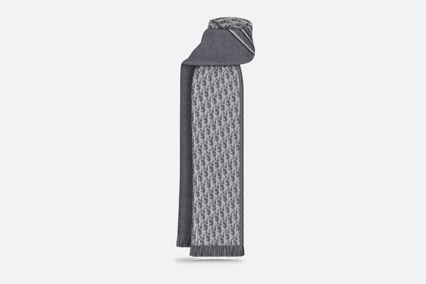 Dior Oblique Scarf • Gray and White Wool