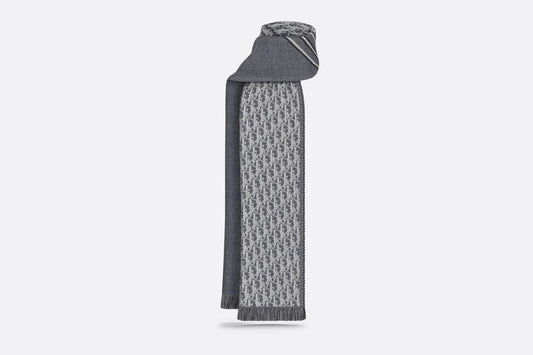 Dior Oblique Scarf • Gray and White Wool