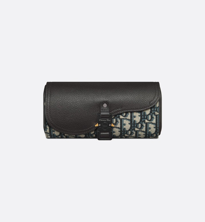 Saddle Watch Case • Beige and Black Dior Oblique Jacquard and Black Grained Calfskin