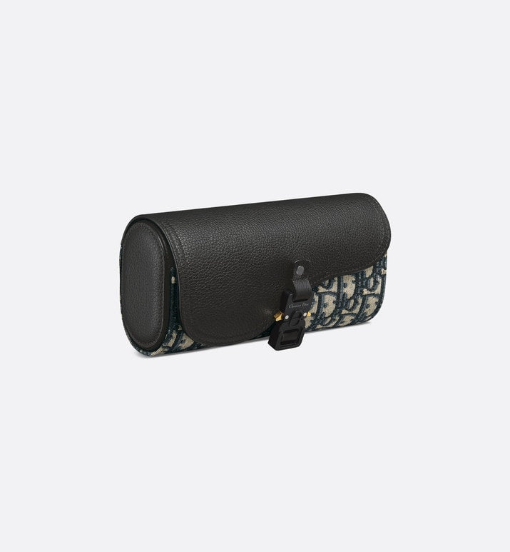 Saddle Watch Case • Beige and Black Dior Oblique Jacquard and Black Grained Calfskin