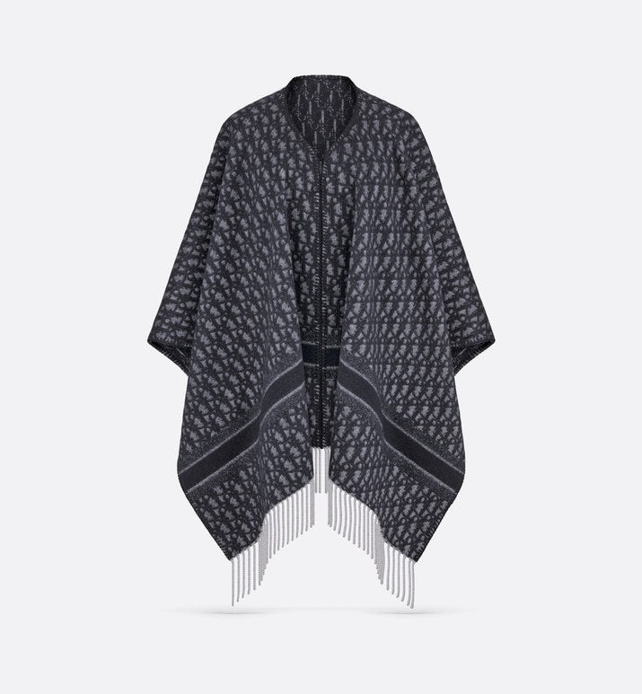 Dior Oblique Poncho • Navy Blue Wool and Cashmere