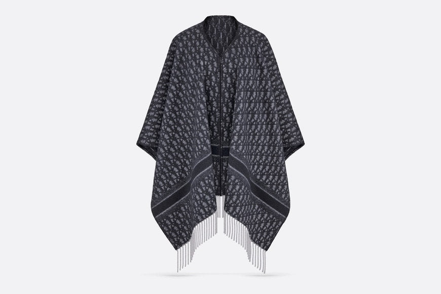 Dior Oblique Poncho • Navy Blue Wool and Cashmere