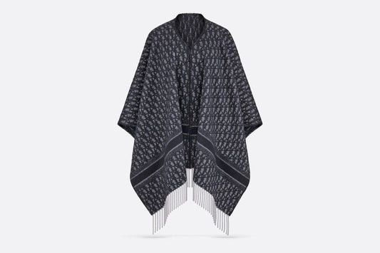 Dior Oblique Poncho • Navy Blue Wool and Cashmere