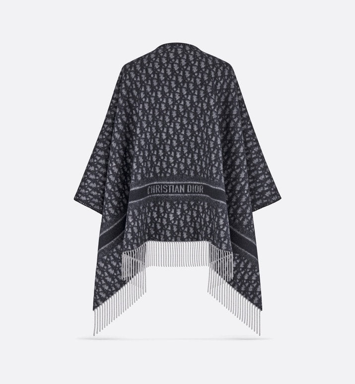 Dior Oblique Poncho • Navy Blue Wool and Cashmere