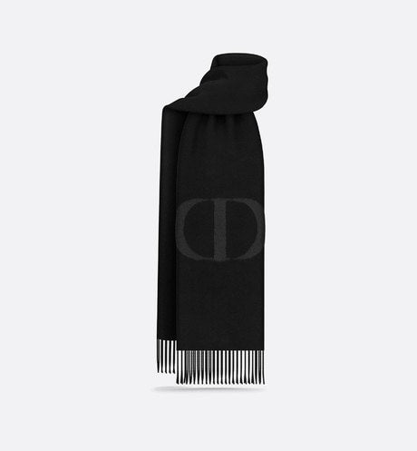 CD Signature Scarf • Black Cashmere and Wool
