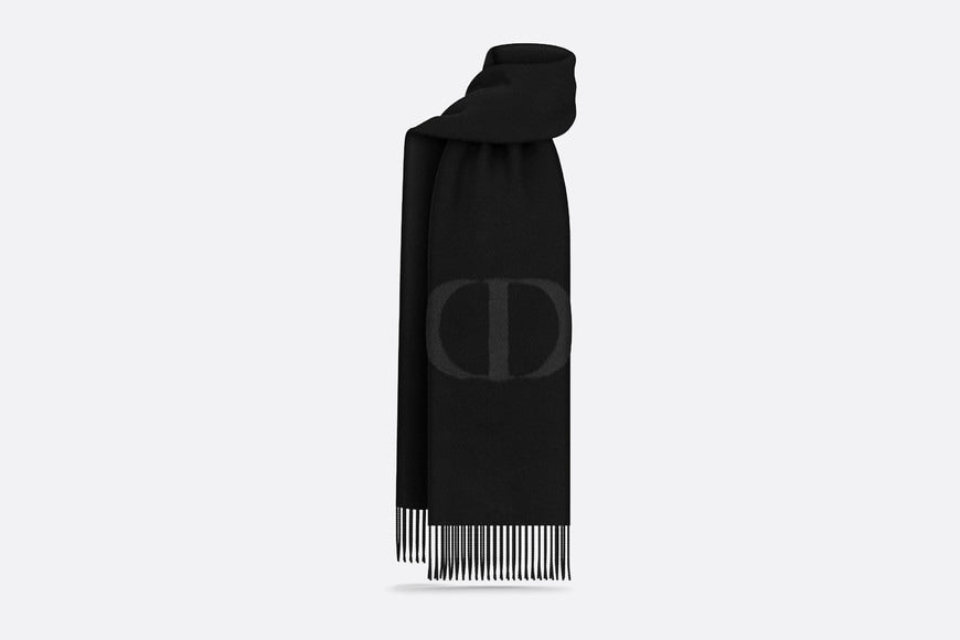 CD Signature Scarf • Black Cashmere and Wool