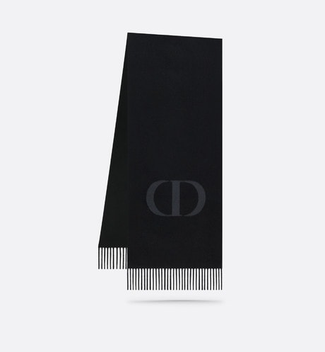 CD Signature Scarf • Black Cashmere and Wool