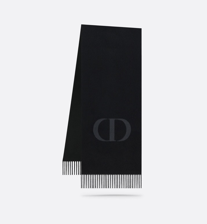CD Signature Scarf • Black Cashmere and Wool