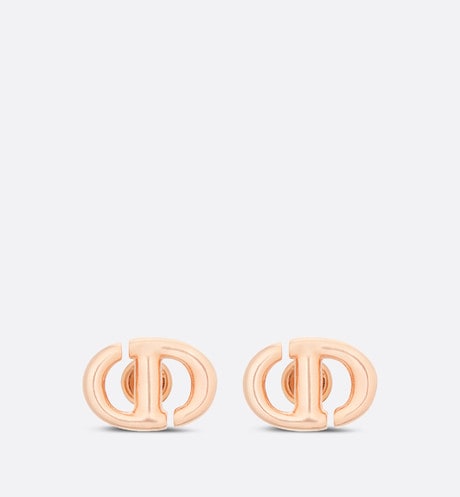 CD Navy Stud Earrings • Pink-finish metal