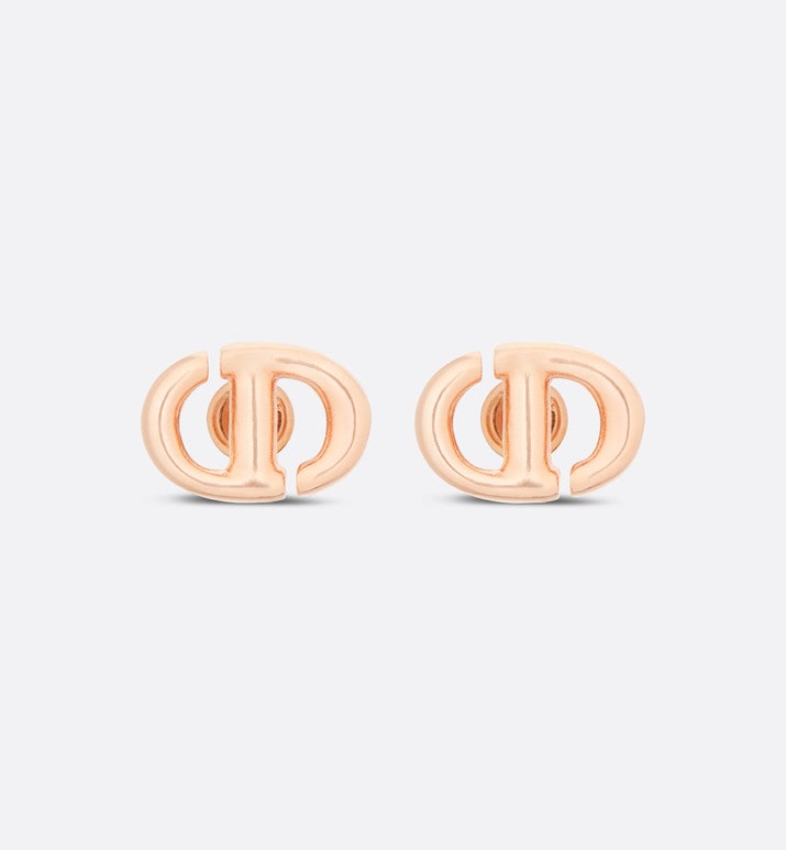 CD Navy Stud Earrings • Pink-finish metal