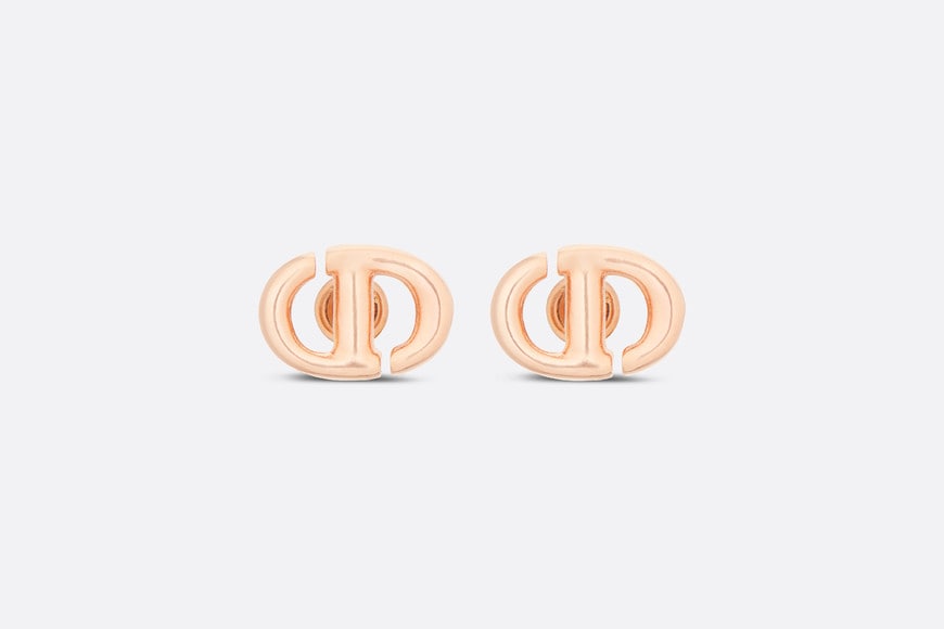 CD Navy Stud Earrings • Pink-finish metal