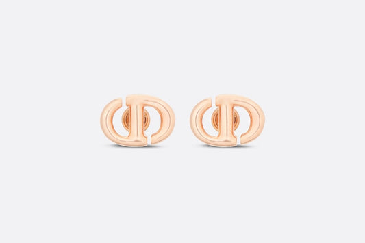 CD Navy Stud Earrings • Pink-finish metal