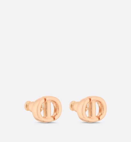 CD Navy Stud Earrings • Pink-finish metal