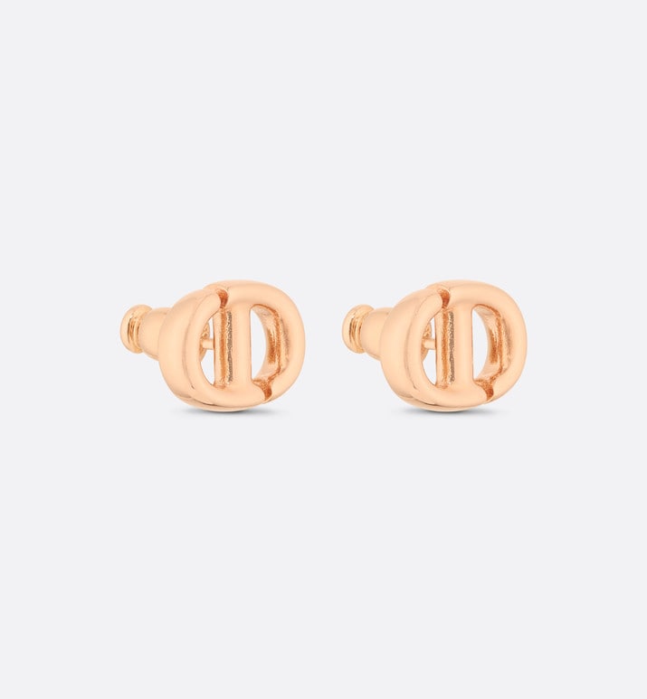 CD Navy Stud Earrings • Pink-finish metal