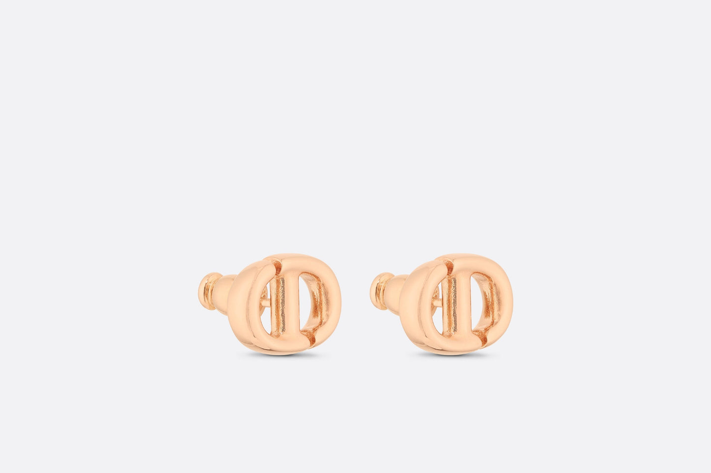 CD Navy Stud Earrings • Pink-finish metal