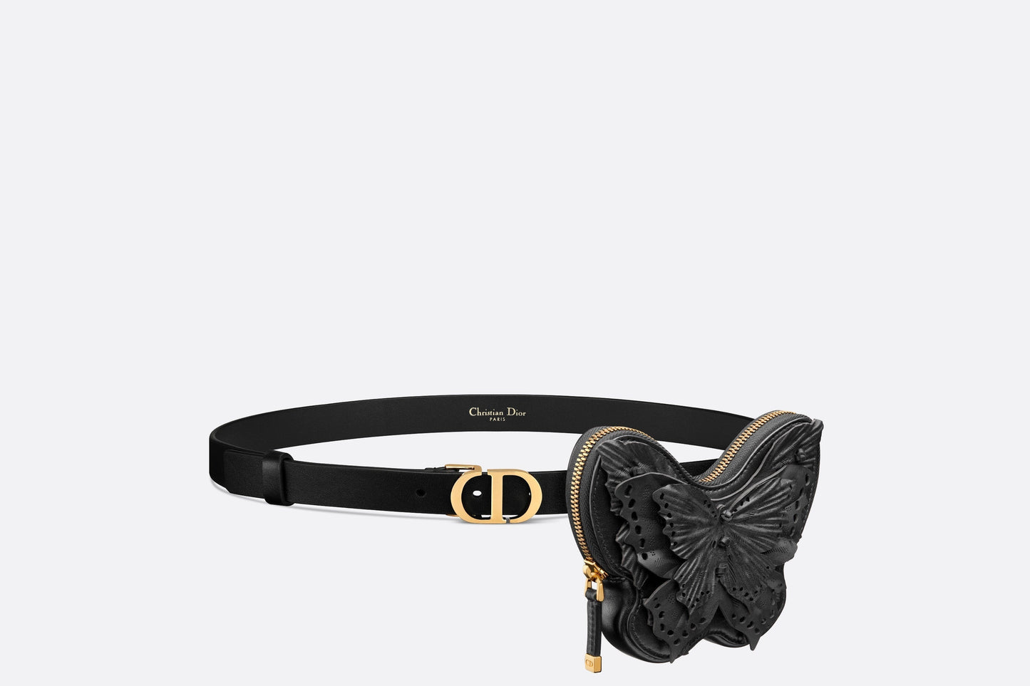 30 Montaigne Removable Pouch Belt • Black Calfskin and Goatskin, 20 MM