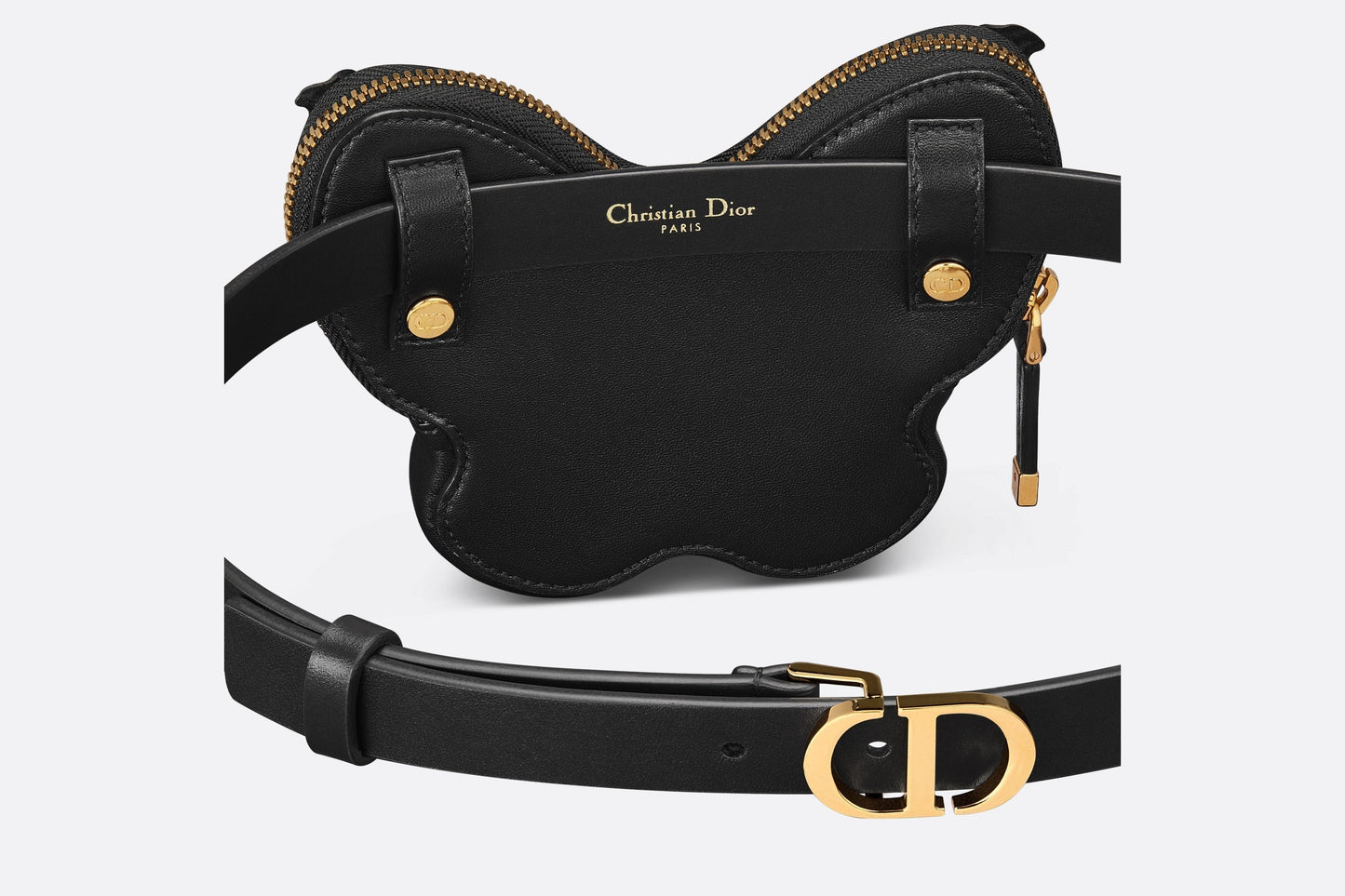 30 Montaigne Removable Pouch Belt • Black Calfskin and Goatskin, 20 MM