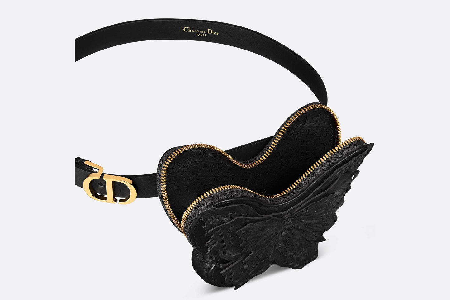 30 Montaigne Removable Pouch Belt • Black Calfskin and Goatskin, 20 MM