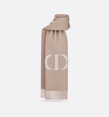 CD Signature Scarf • Beige Cashmere and Wool