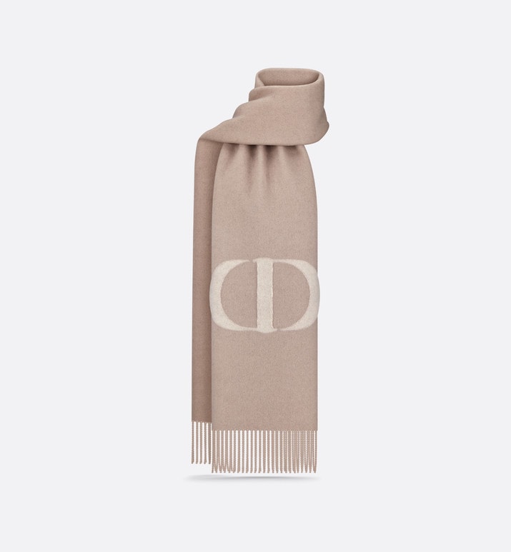CD Signature Scarf • Beige Cashmere and Wool