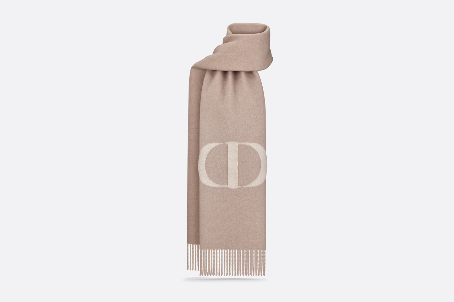 CD Signature Scarf • Beige Cashmere and Wool