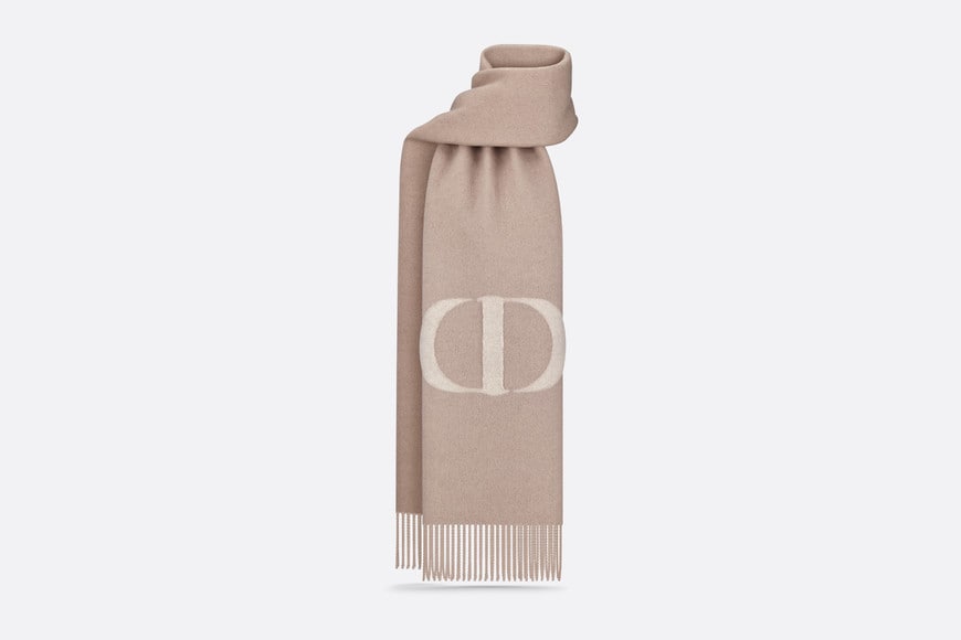 CD Signature Scarf • Beige Cashmere and Wool