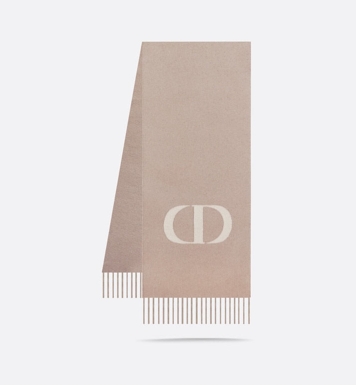 CD Signature Scarf • Beige Cashmere and Wool