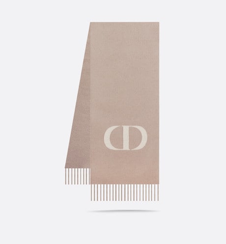 CD Signature Scarf • Beige Cashmere and Wool