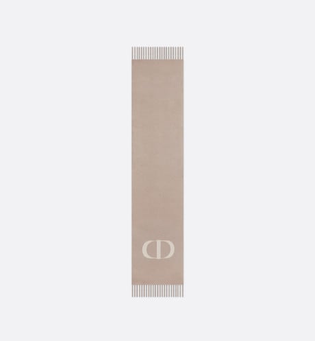 CD Signature Scarf • Beige Cashmere and Wool